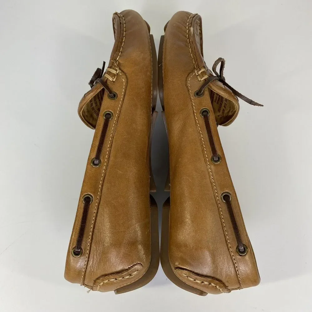 Bass Women's Woven Leather Driving Moccasins in Cognac Brown